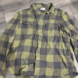 Old Navy Olive and Charcoal Plaid Shirt